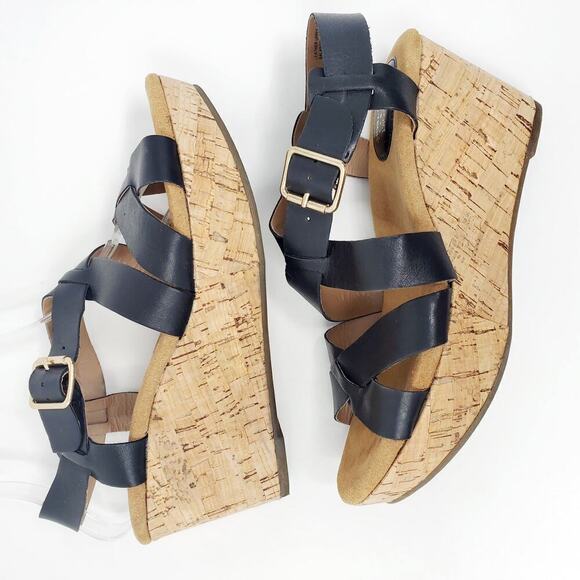 I Love Comfort Memo Tech Black Open-Toe Wedge SIZE 7 - Picture 7 of 13